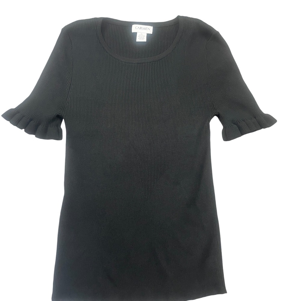 Carmen XL Black Short sleeve Top‎ Sweater Knit